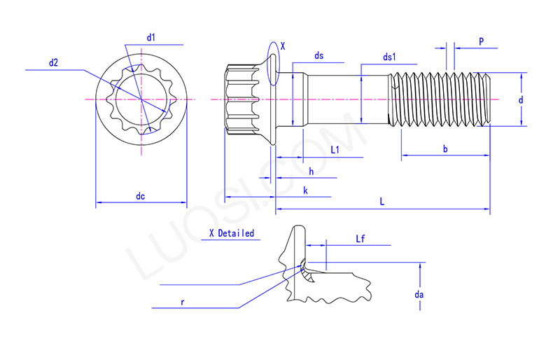Plain Steel 12 Point Flange Screw